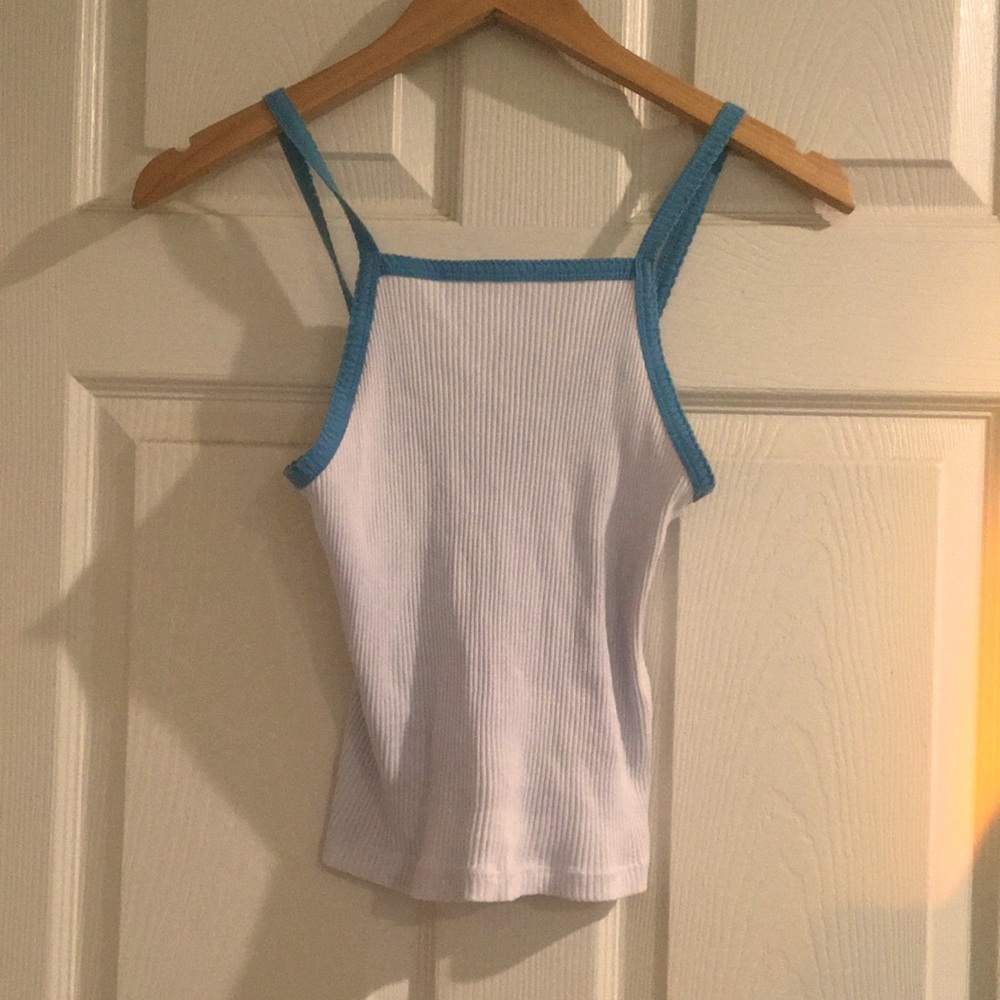 light blue and blue outline top
